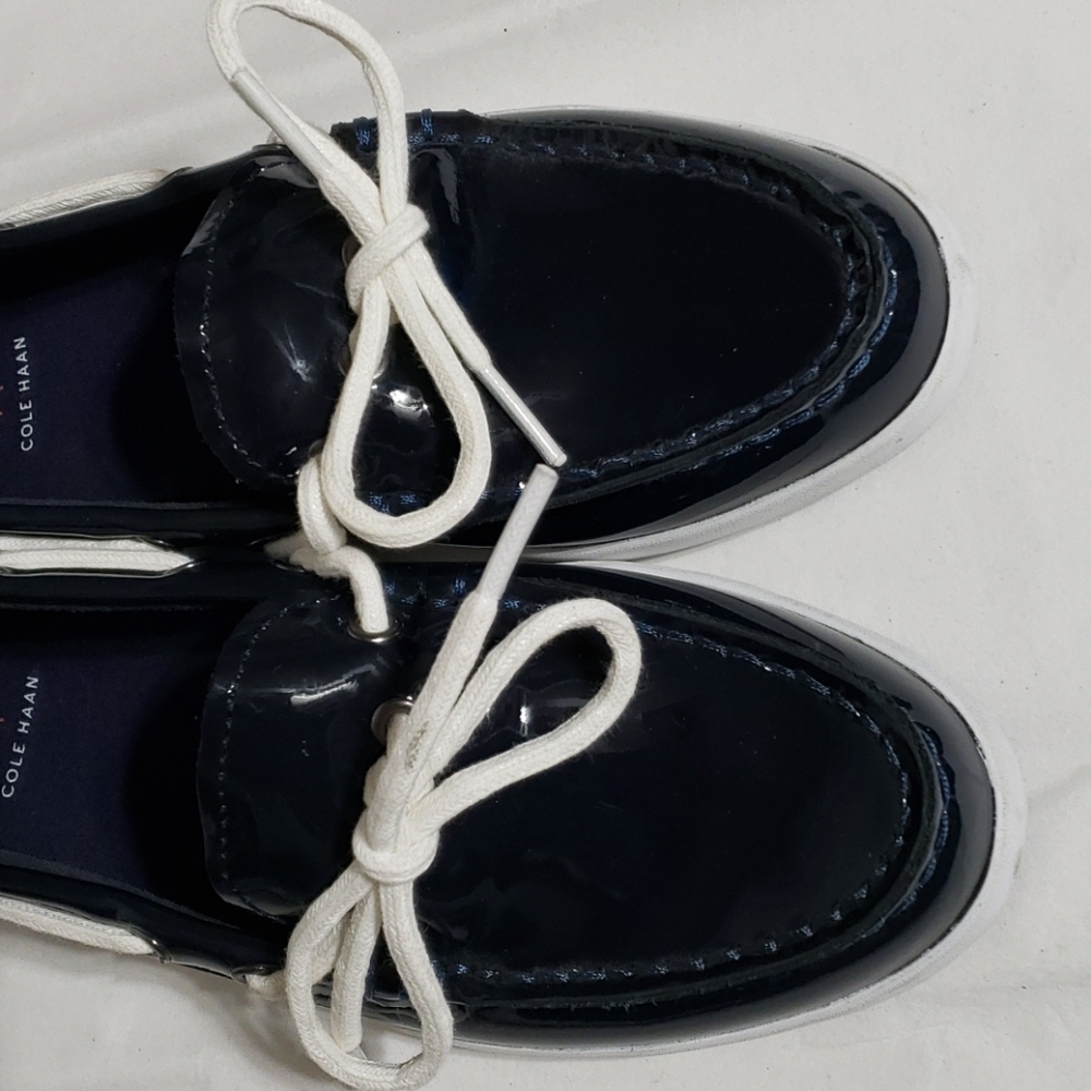 Cole haan navy blue patent leather boat shoes - Picture 3 of 8